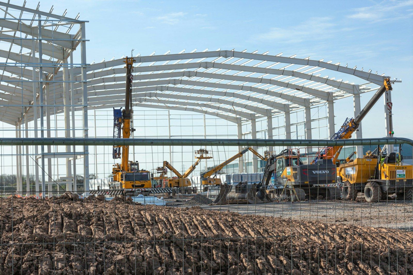 Structural steel frame of a building under construction